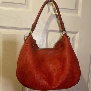J Crew Elegant Red Leather Hobo Bag gold tone hardwares